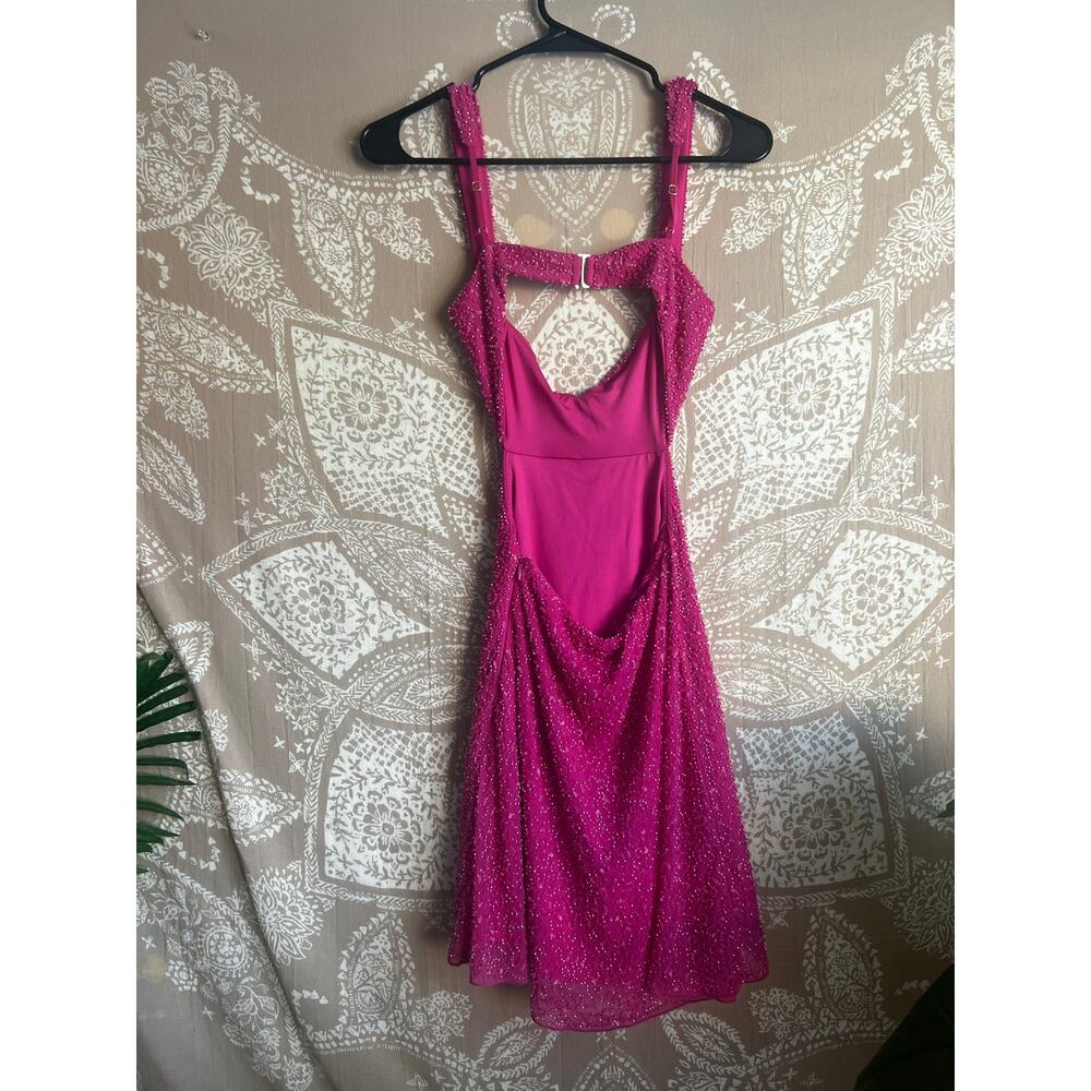 NWT Oh Polly Emilion Embellished Cut Out Mini Dress in Fuchsia - Picture 7 of 9